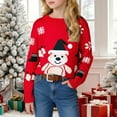 thumbnail image 2 of Tisuna Christmas Crewneck Tops For Girls Toddler Cartoon Bear Print Long Sleeve Pullover Sweater Leisure Comfortable Autumn Winter Kids Daily Wear Red Size 4-5 Years, 2 of 5