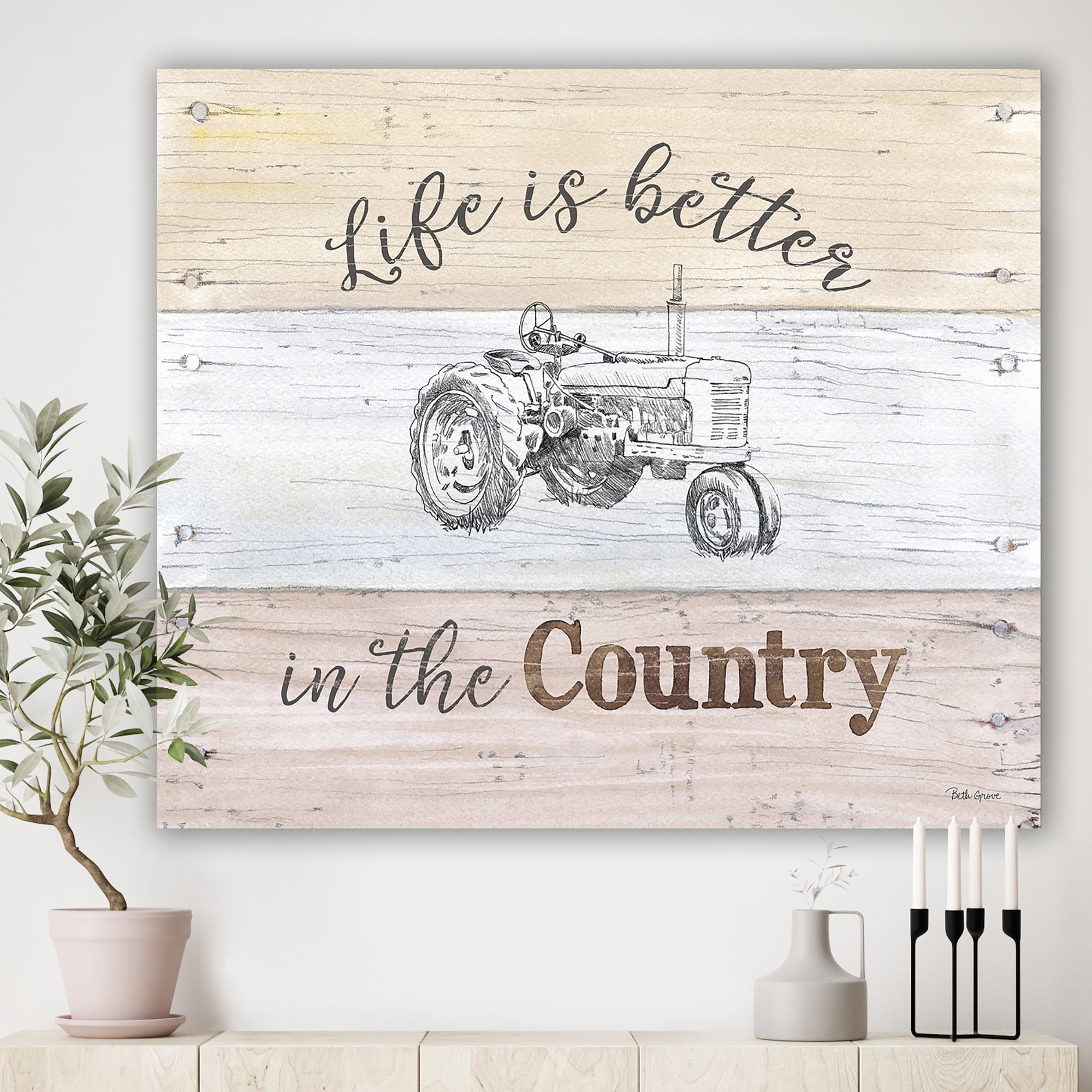 Designart 'Farmhouse Moment Tractors' Farmhouse Canvas Artwork