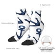 thumbnail image 6 of Fuzoiu Navy Blue Anchor Print Adult Socks, Crew Moisture-wicking Socks, Unisex Cushion Crew Socks,Casual Sports Ankle Socks, 6 of 7