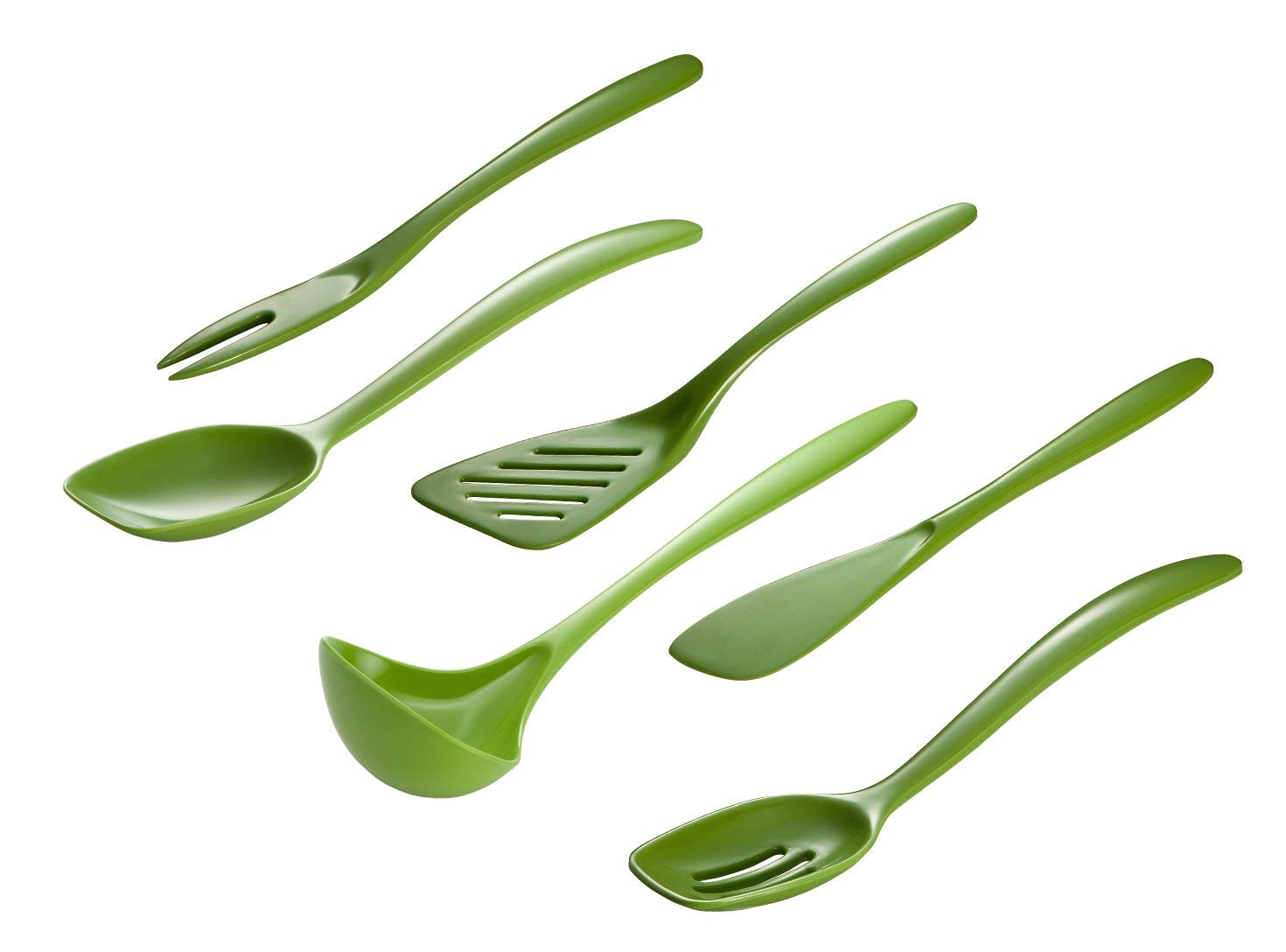 Hutzler Melamine Mini Utensils, Small/7.5", Green, Set of 6 (3517X6GR