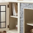 thumbnail image 3 of CQSXDA Large 58 Inch TV Stand with 2-Door Storage, Sleek Faux Stone Entertainment Center in Grey for Modern Living Rooms，White, 3 of 12