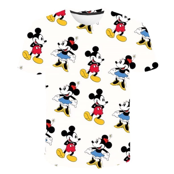 2023 1-14Y moda de verano nuevo Mickey Mouse 3D estampado patrón niño manga corta tendencia Casual niño Mickey Mouse camiseta Apparel5T Gao Jinjia LED