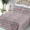 thumbnail image 3 of Ambesonne Valentine's Day Fitted & Flat Sheet with Shams 4 Pcs Set, Grunge Line Hearts, Full, Dark Coral Coral Dimgray, 3 of 5