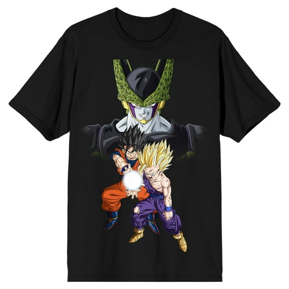 Dragon Ball Z Cell Goku and Gohan Men's Black T-shirt-3XL