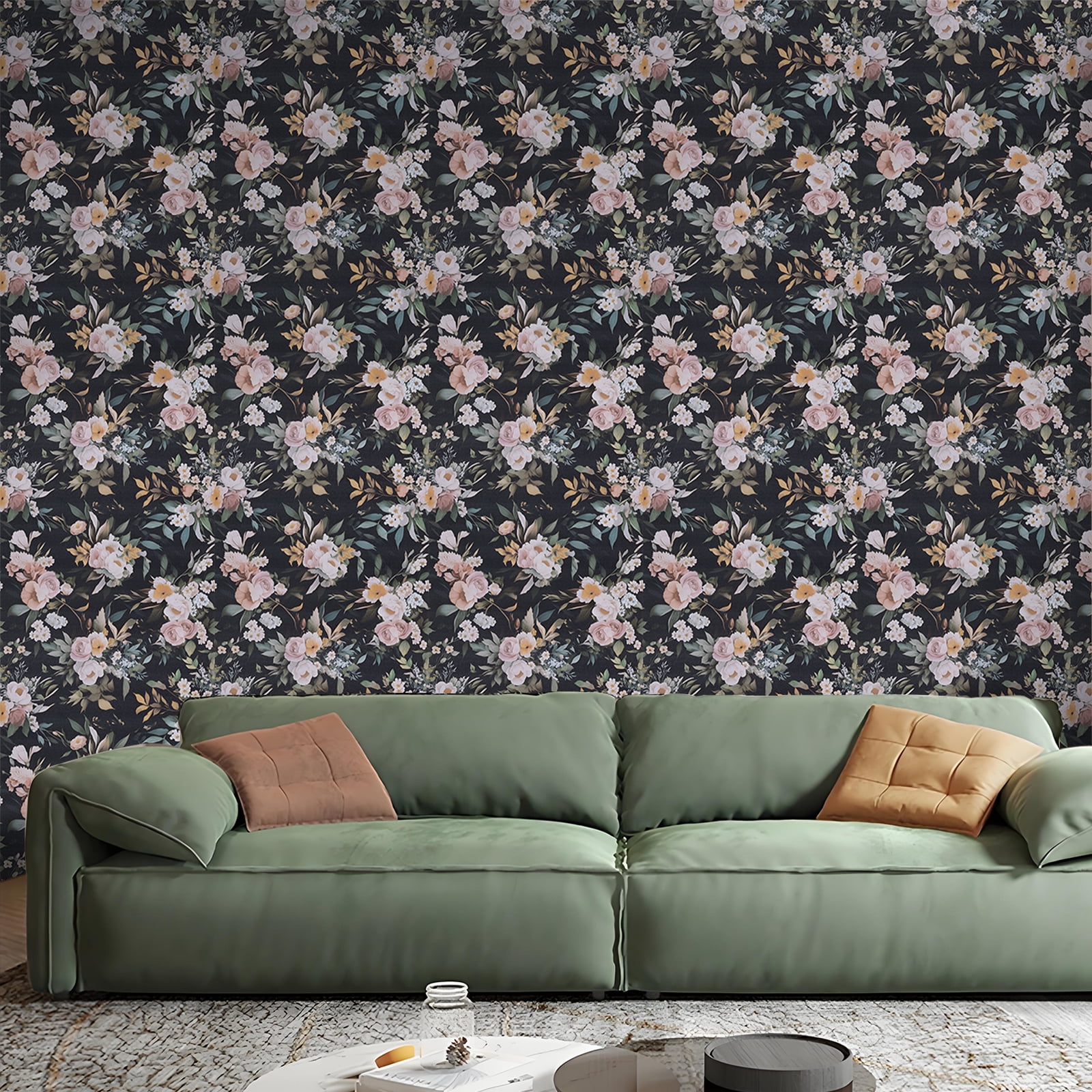 (4 pack) Abyssaly Flower Peel and Stick Wallpaper Colorful Floral Adhesive Removable Wallpaper Peel and Stick for Home Bedroom Cabinets Thicken 17.5-in x 118-in