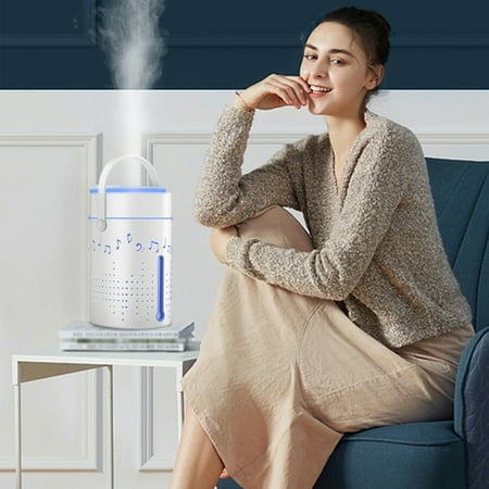 

Cheerom Bluetooth Speaker Music Humidifier With Colorful Lights Top Filling Cool Mist Humidifier Suitable For Large Room Ultra-Silent Portable (White)