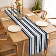 thumbnail image 3 of Navy Blue Khaki Striped Table Runner - 36 Inch Long, Kitchen Dining Table Runner Dresser Scarves, Gradient Horizontal Lines Farmhouse Decor for Coffee Tables Wedding Party Banquet, 3 of 8