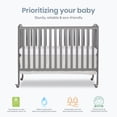 thumbnail image 2 of Dream On Me Full Size 2-in-1 Folding Stationary Side Crib, Locking Wheels, Steel Grey, 2 of 9