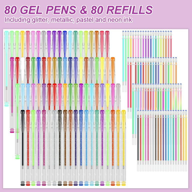 Gunsamg 241 Gel Pens for Adults Coloring Book,120 Colors Markers Colored  Gel Pen Set with 120 Refills & 1 Coloring Book for Drawing, Doodling  Crafting