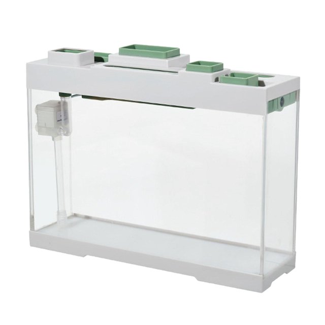 Mini de de acuario, almacenamiento USB, luces de bomba de aire silenciosas con accesorios de filtración de agua, caja para mascotas para Gloria Tanque de acuario de escritorio