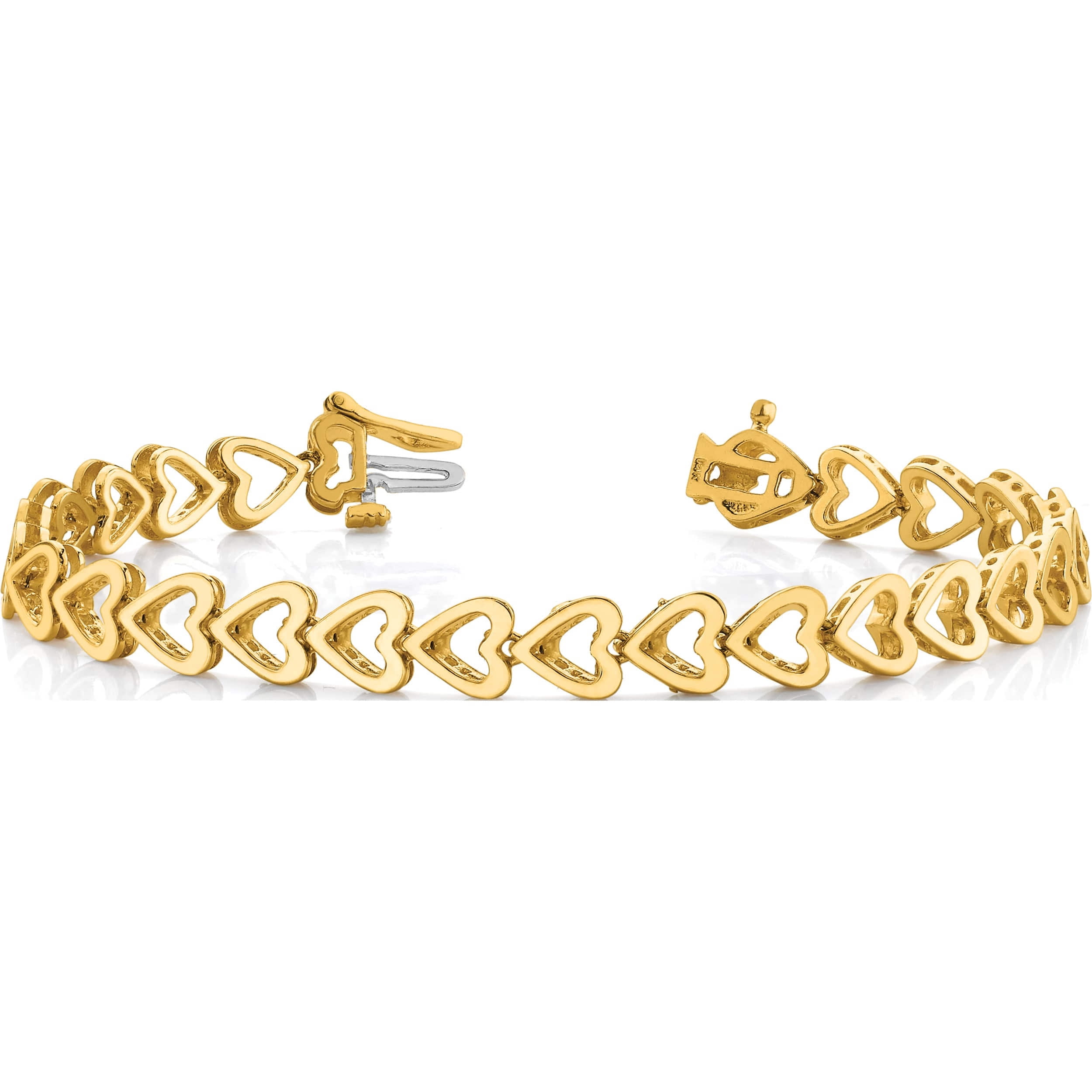 14K Yellow Gold Holds 25 Stones Up To 2.75mm Heart-Shaped Add-A-Dia.  Bracelet (7 X 7.5) Made In Mexico x849 | Goldarmbänder