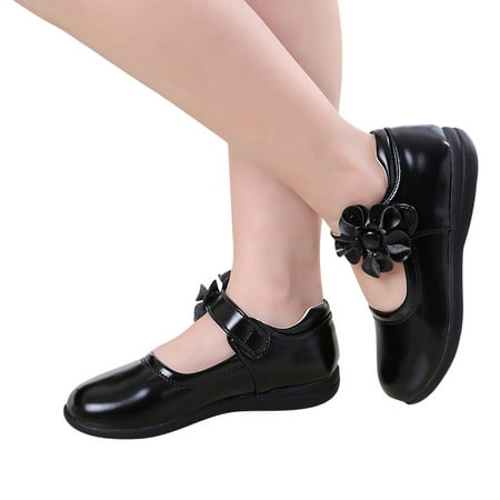 

Hipattires Kids Shoes for Girls Breathable Fashion Solid Dress Shoes Black Shoes