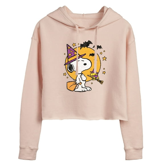 Peanuts - Snoopy Woodstock Witchcraft - Juniors Cropped Pullover Hoodie