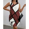 thumbnail image 4 of Uaswgudfs Women's Sleeveless V-Neck Flowy Tank Dress - Casual Summer Sundress with Geometric Accents for Versatile Social Style Wine 1XL, 4 of 9