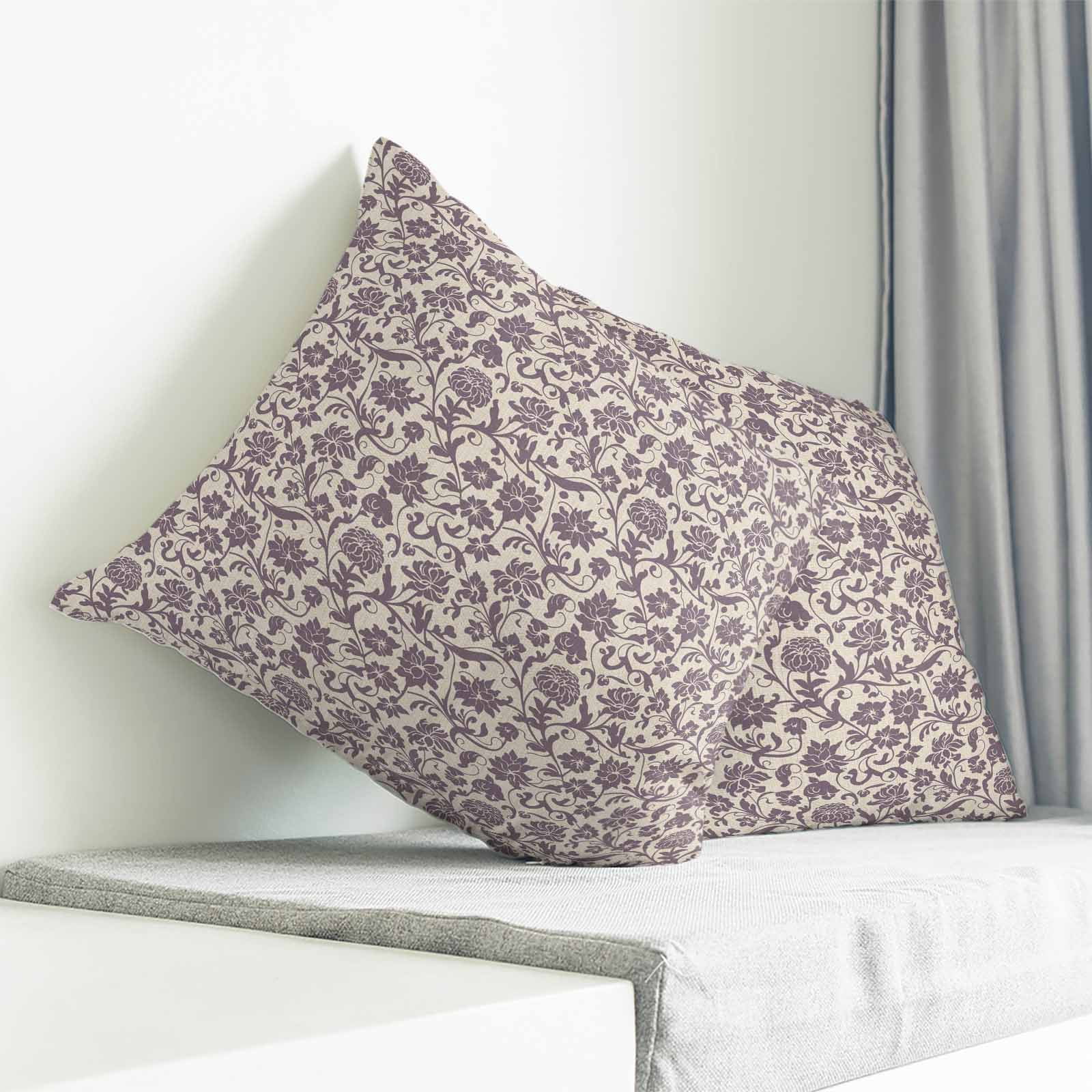 Purple Floral Pillow Covers 20x20 Inch Decorative Throw Pillow Cover, Spring Plants Flowers Vintage Rustic Sofa Pillowcases Accent Cushion Case Home Decor Bedroom Living Room
