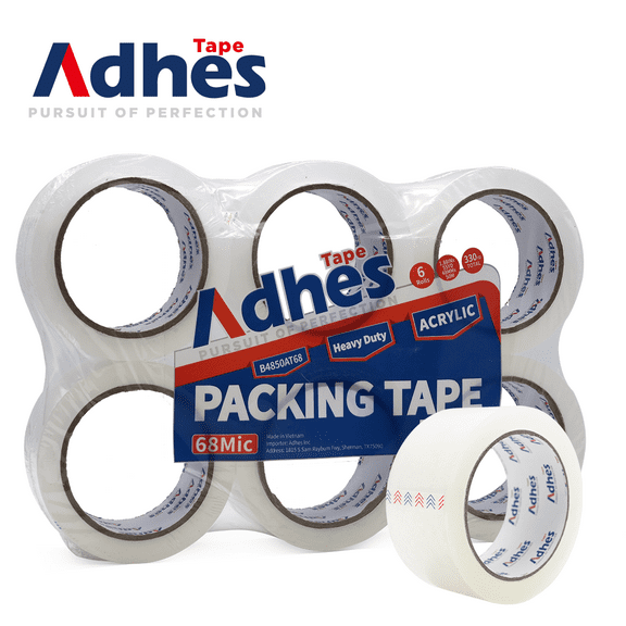 ADHES 6-Pack Clear Moving & Packing Tape, 1.88in x 55yd, 2.6mil