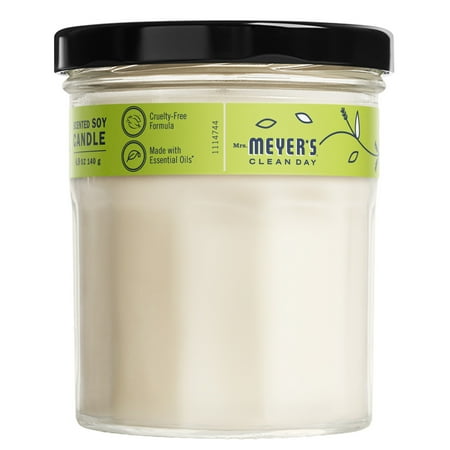 Mrs. Meyer's Clean Day Scented Soy Candle, Lemon Verbena Scent, 4.9 Ounce Candle