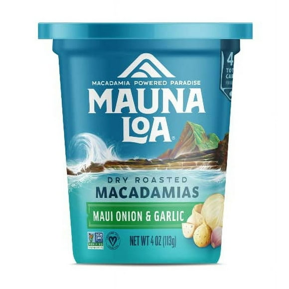 Mauna Loa Premium Hawaiian JMS2Roasted Macadamia Nuts, Maui Onion Garlic Flavor, 4 Oz