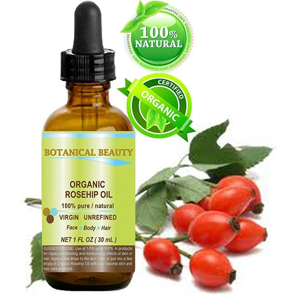 Botanical Beauty Organic Rosehip Oil 100 Pure For Face Hair And Body 1 Oz 30 Ml Walmart Com Walmart Com