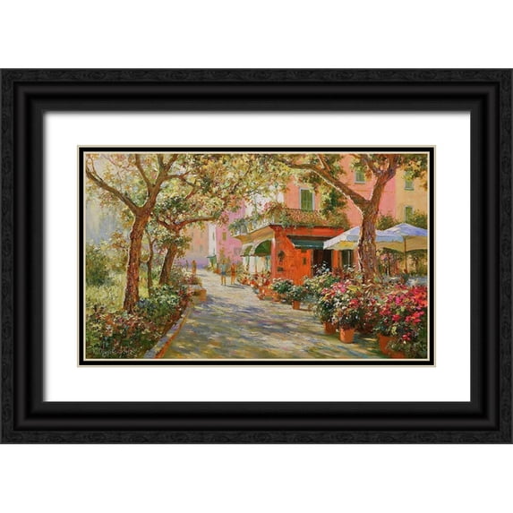 Obuchovsky, Yury 24x16 Black Ornate Wood Framed with Double Matting Museum Art Print Titled - Flowers in Monte Rosso