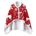 thumbnail image 2 of Zawou Wearable Blanket Christmas Cape Cozy Warm Cardigan Fleece Shawl Wrap for Women Red Snowman Cape, 2 of 4