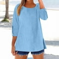 thumbnail image 7 of Womens Tops Fashionable Casual Cotton And Linen Sleeve Seven Quarter Sleeve Top T Shirt Blouses For Women, 7 of 7