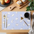 thumbnail image 2 of Easter Rabbit Placemats Set of 1, Cute White Bunny Carrots Blue Background Non-Slip Place Mats Washable Table Mats for Kitchen Dining Table Decorations Indoor/Outdoor, 2 of 9