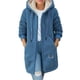 thumbnail image 1 of Chaqueta con Cremallera y Bolsillos para Mujer, Sudadera Larga Extragrande con Capucha, Abrigo Afelpado y Cálido. Azul XXL, 1 of 7
