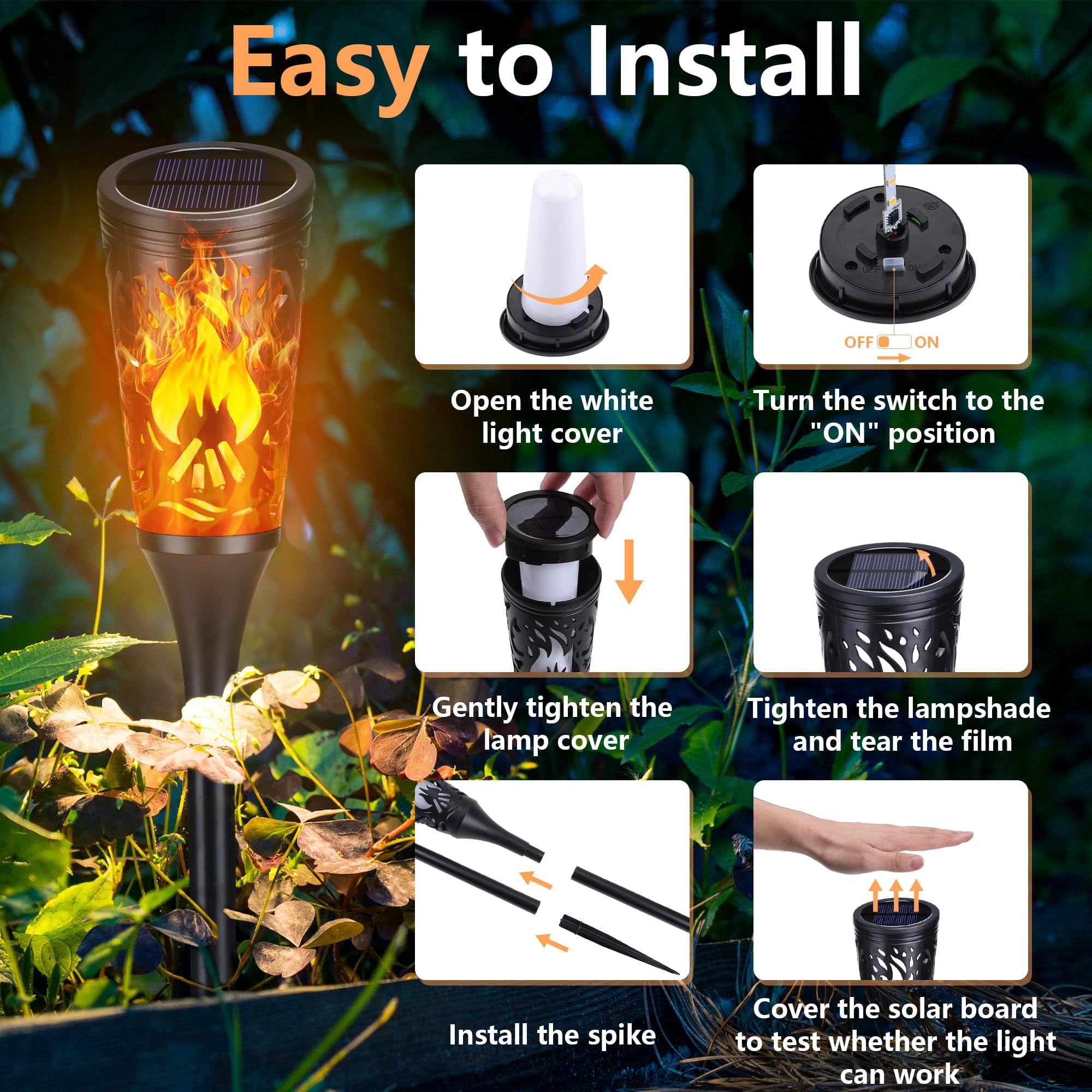 Toodour Solar Lights Outdoor, 10 Pack Solar Torch Lights with Flickering Flame, IP65 Waterproof Yard Lights Landscape Decoration Lighting for Outside Garden Lawn Pathway Patio Decorations