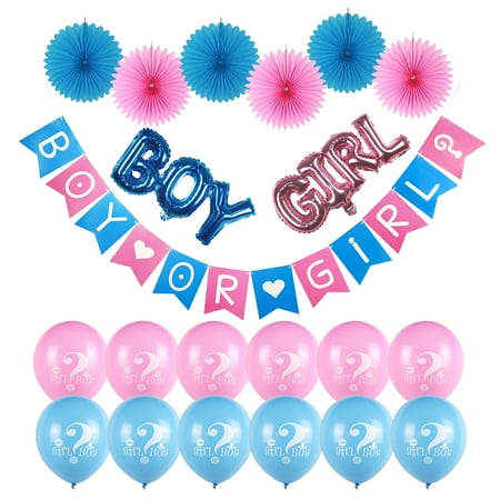 Gender Reveal Party Supplies | 21 PIECES |  Gender Reveal Balloons | Gender Reveal Decoration | Gender Reveal Decor Kit | Girl or Boy | oh baby Gender Reveal (Best Way To Know Baby Gender)