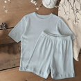 thumbnail image 2 of YunPes Toddlers Plain Cotton Pajama Set Breathable Short Sleeve Crew Neck Top and Shorts Soft Loose Fit 2 Piece Outfit, 2 of 6