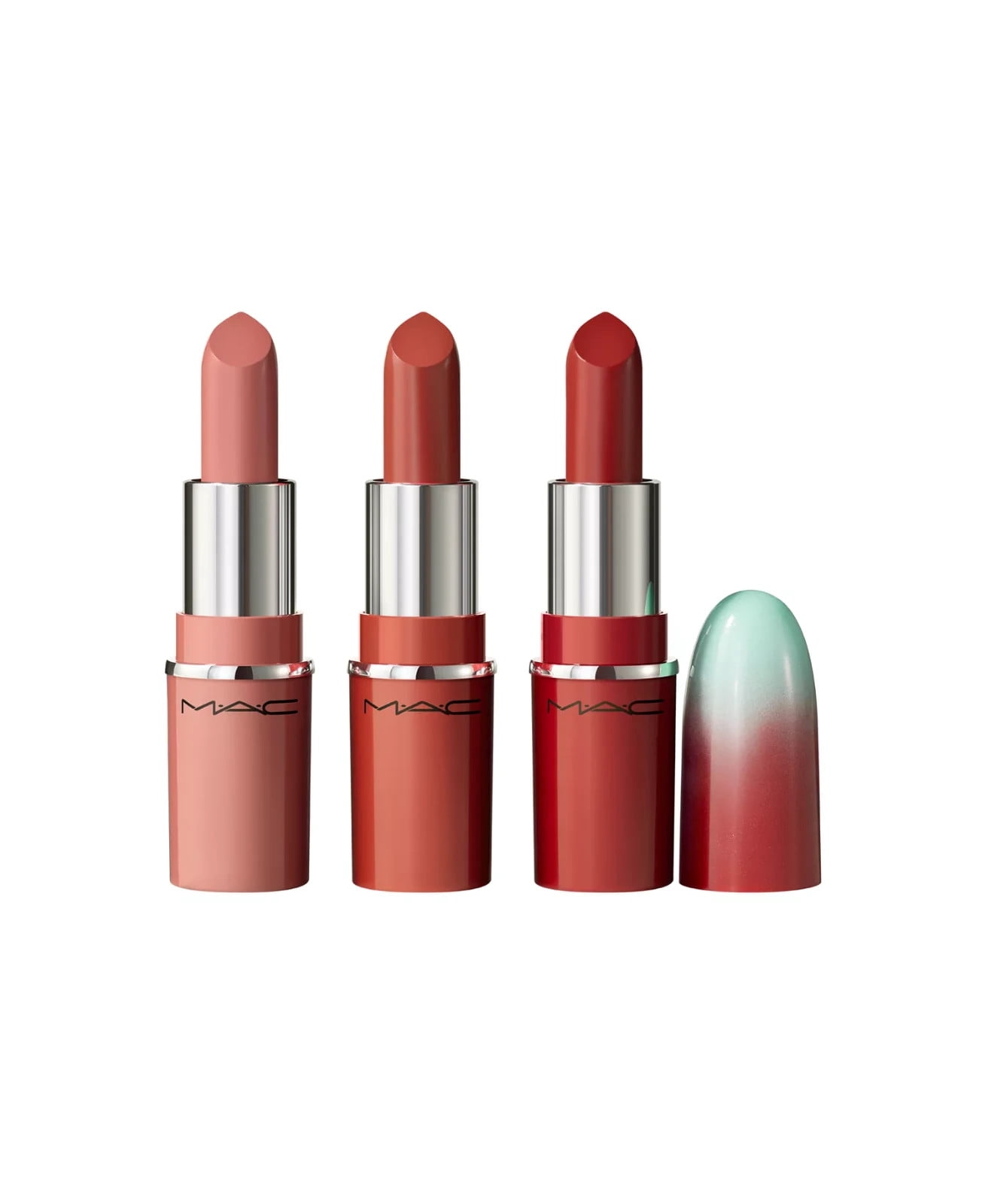 Mac Mini Lustreglass Lipstick Trio Set- Nude Neutral - Spice it up & Thanks, its Mac & Business Casual 0.05oz Each