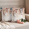 thumbnail image 2 of Orange Eucalyptus Leaves Outdoor Waterproof Pillow Covers, Botanical Fall Rustic Beige Decorative Square Throw Pillowcase Sofa Cushion Sham for Patio/Couch/Chair, 16"x16" 2 Pack, 2 of 8