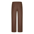 thumbnail image 6 of Brown Mens Pleated Straight Leg Elastic Waist Basic Long Leg Pants Loose Fit Pants for Man Faux Linen Casual Summer Fall Pants 2025 Soft Comfy Clothing 5XL, 6 of 6