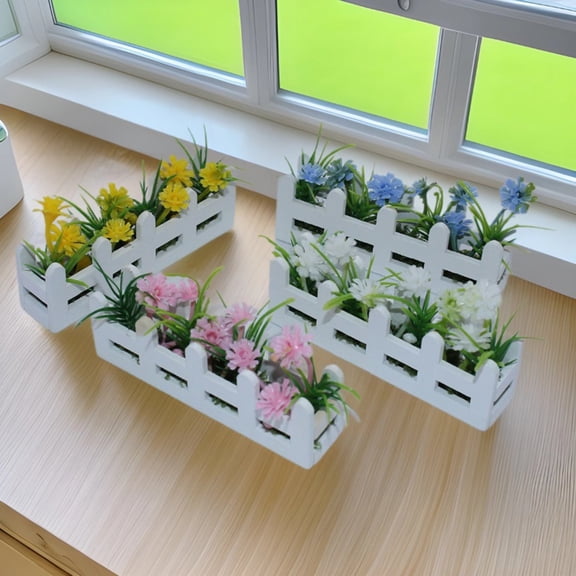 mdesiwst Miniature Raised Garden Bed Figurine Mini Flower Fence Planter Box Model 1/12 Scale Dollhouse Fairy Garden Decoration Accessories