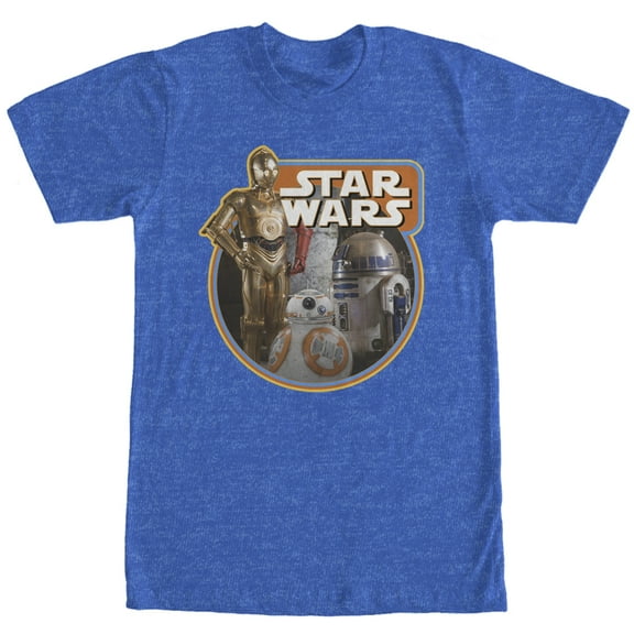 Men's Star Wars The Force Awakens Retro Droids  Graphic Tee Royal Blue Heather 2X Large
