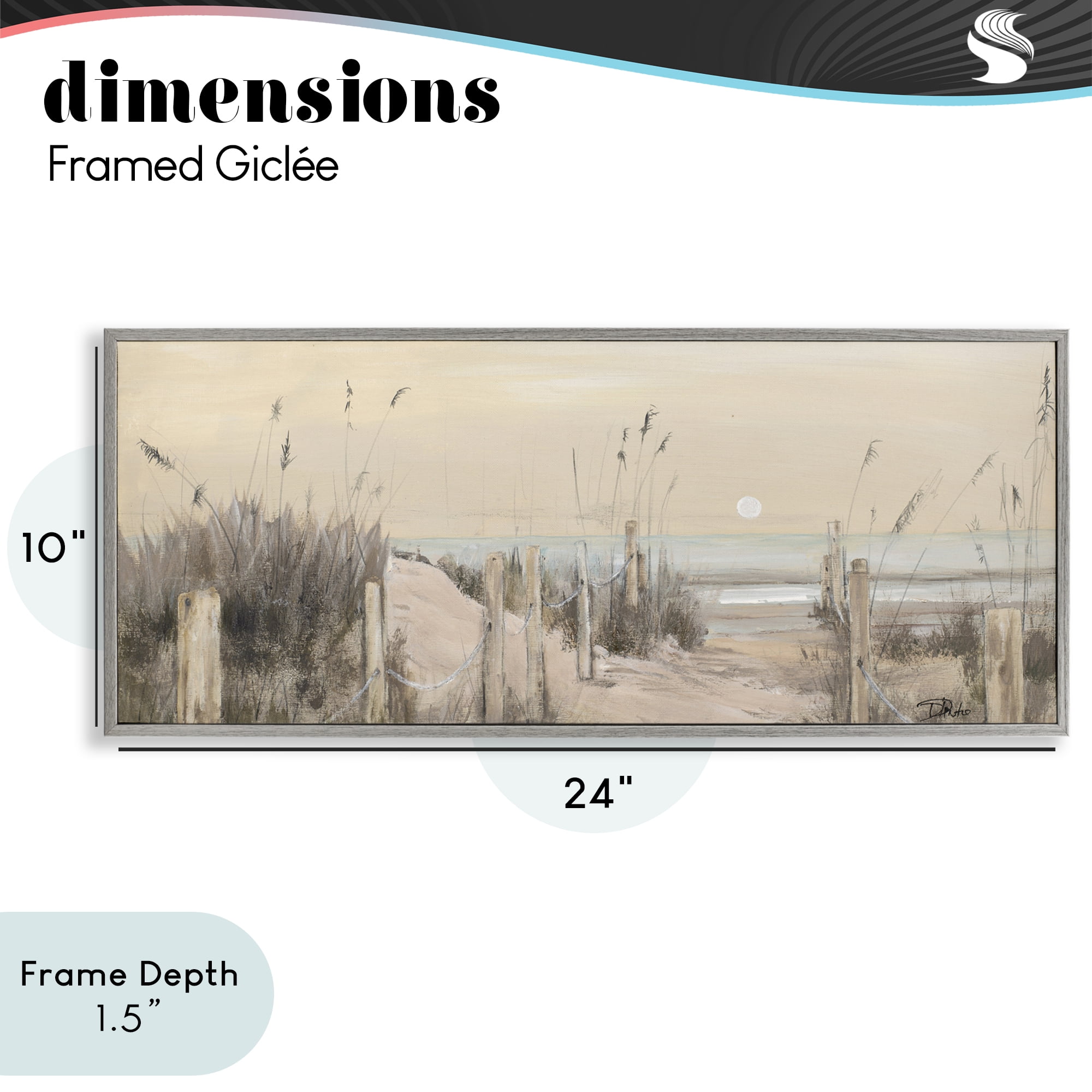 Stupell Industries White Moon Over Ocean Gray Framed Giclee Art, design by Patricia Pinto