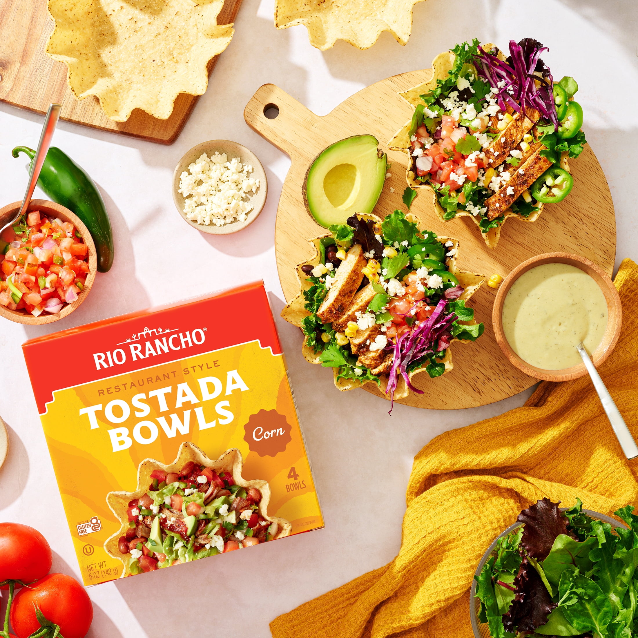 Rio Rancho Tostada Bowls Gluten Free Restaurant-Style Multigrain Corn Bowls, 4 Count, Box