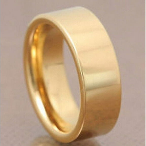 Wedding Bands For Men. 8mm Gold Tungsten Carbide Wedding Ring Year Warranty