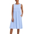 thumbnail image 3 of Sentmoon Robe Maxi en Lin Robe d'Invitée de Mariage à la Plage Été Couleur Unie Sans Manches Col Ras du Cou avec Poches Extensible Coupe Régulière Mode Boho Robes pour Femmes 2026 P-5TG, 3 of 9