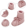 thumbnail image 5 of Baby Boys Girls Sock Shoes Bowtie Knitted Booties Lightweight Flat Walking Shoes Casual Round Toe Athletic Crib Shoes Light Pink 9-12 Months Infant, 5 of 5