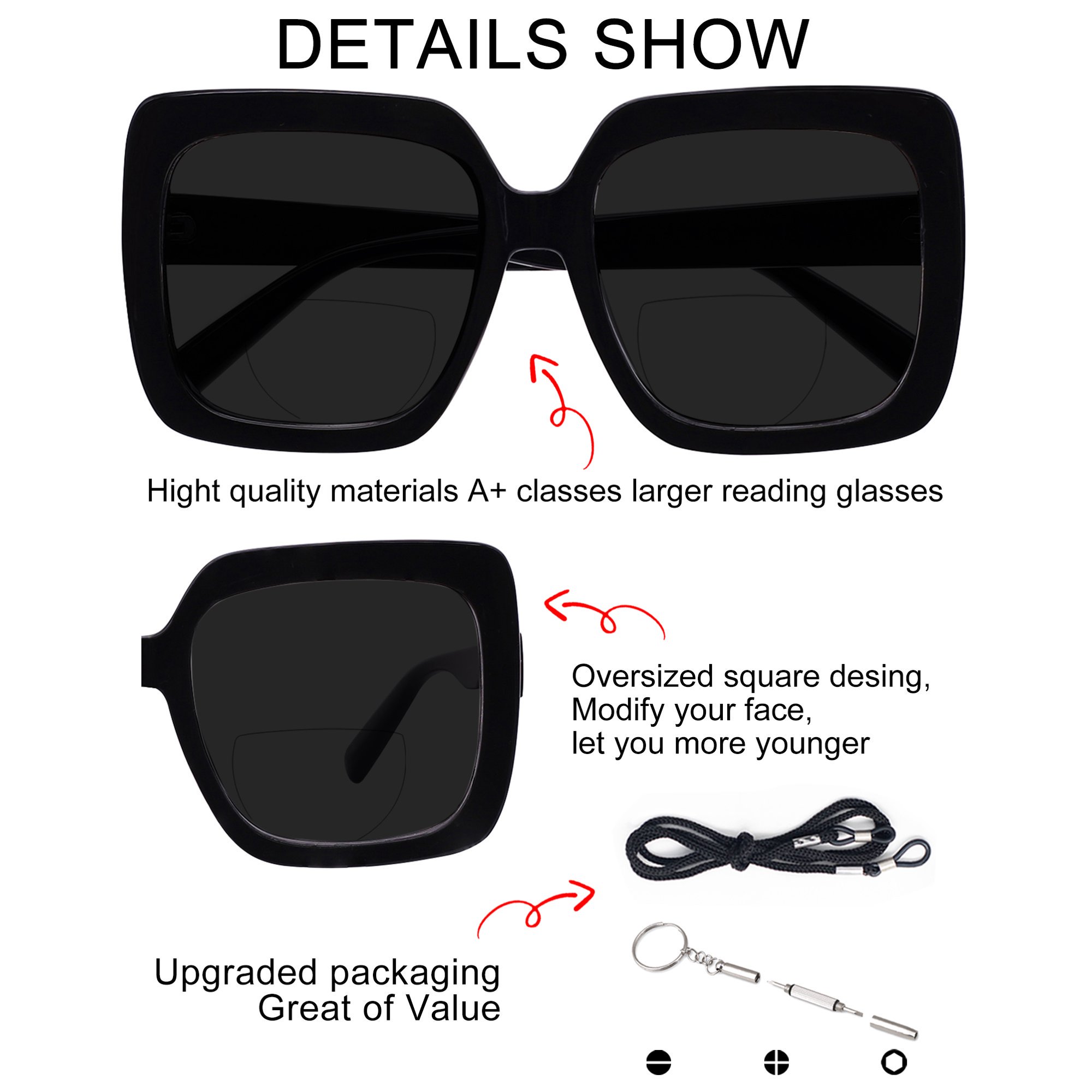 OCCI CHIARI Bifocal Sunglasses Reading Glasses Women Oversized Sunglass ...