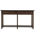 thumbnail image 4 of Console Table, Rustic Brushed Texture Sideboard with 4 Storage Drawer and Open Shelf, Wood Sofa Table for Living Room, Easy Assembly, 59"L x 15.2"W x 33"H, Espresso, 4 of 7