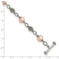 thumbnail image 5 of Sterling Silver Two Tone Silver And Gold Plated Sterling Silver w/9-10mm FW Cultured Pink Pearl 7.5in Bracelet, 5 of 5