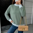 thumbnail image 3 of Striped Mock Neck Sweatshirt For Women Oversized Pullover Tops 2026 Long Sleeve Sweatshirts Soft Ribbed Trim Knit Material Casual Fall Winter Fashion Clothes Vacation, 3 of 6