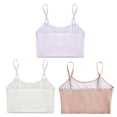 thumbnail image 4 of Yartina 3Pcs Cropped Tank Tops for Girls Spaghetti Strap Crop Top Basic Sports Cami Solid Color White&Orange&Light Purple L, 4 of 9