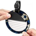 thumbnail image 2 of Football Set of 2pcs PU Leather Round Suitcase Tags with Privacy Cover and Name ID Tag - Ideal for Travel Luggage, Handbags, Backpacks, School Bags, 2 of 6