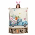 thumbnail image 2 of Throw Blanket Fleece Throw Blanket 50x80in, Easter Bunny Colorful Eggs on Truck Soft Lightweight Bed Blankets Flower on Linen and Wooden Fuzzy Couch Blankets for All Season, 2 of 9