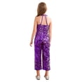 thumbnail image 2 of MSemis Kids Girls Teens Halter Neck Sleeveless Sparkly Jumpsuit One Piece Romper Party Outfits Purple 10, 2 of 7