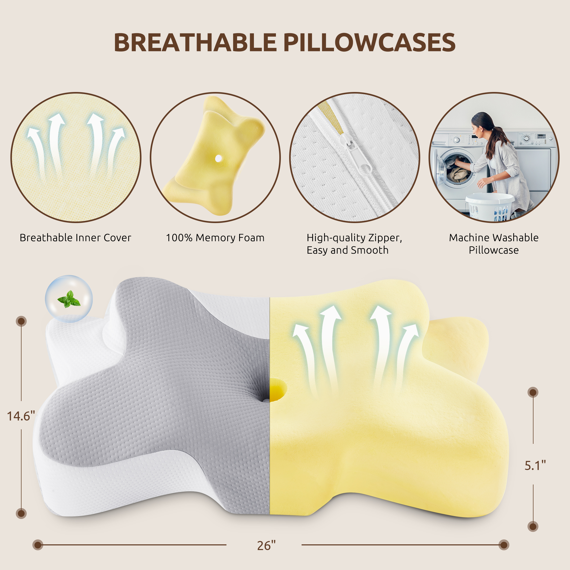 Moonorah Memory Foam Cervical Pillow Standard/Queen photo 7